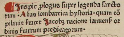 Beginn der Legenda aurea (Martinus-Bibliothek Inc 103) (c) Martinus-Bibliothek