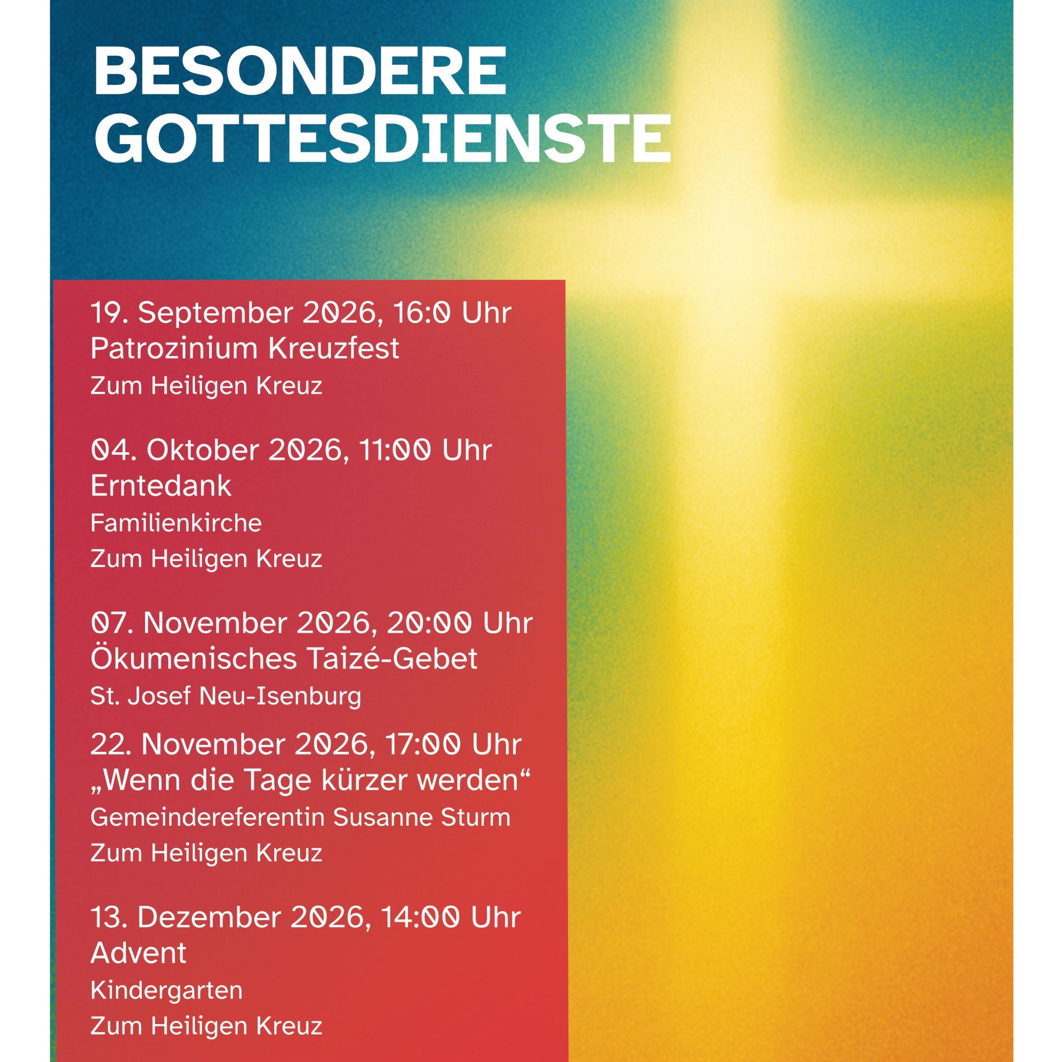Besondere Gottesdienste 2026 II 2