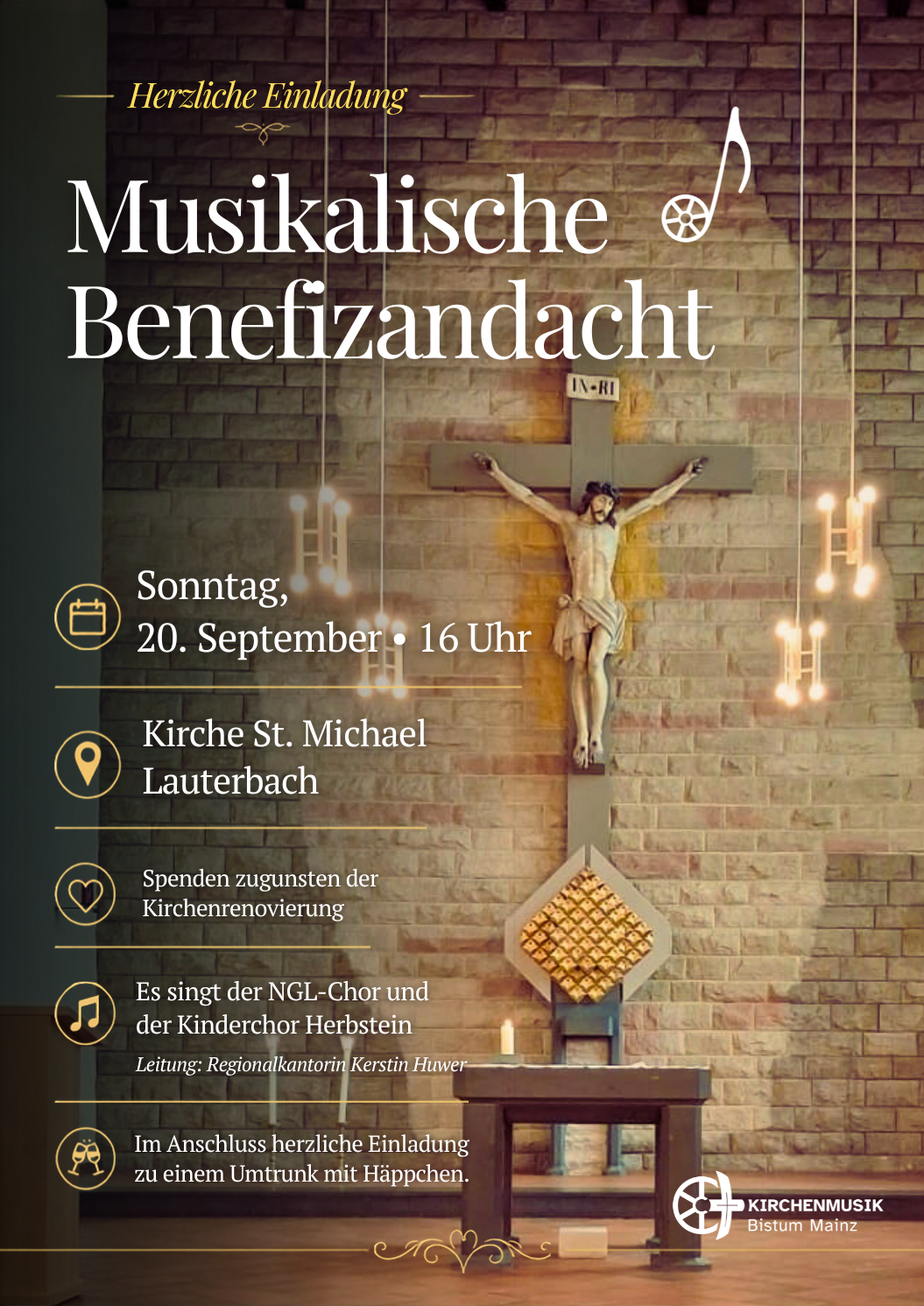 Musikalische Benefizandacht Lauterbach (c) Regionalkantorat Alsfeld Einladung zur Benefizandacht in der kath. Kirche Lauterbach