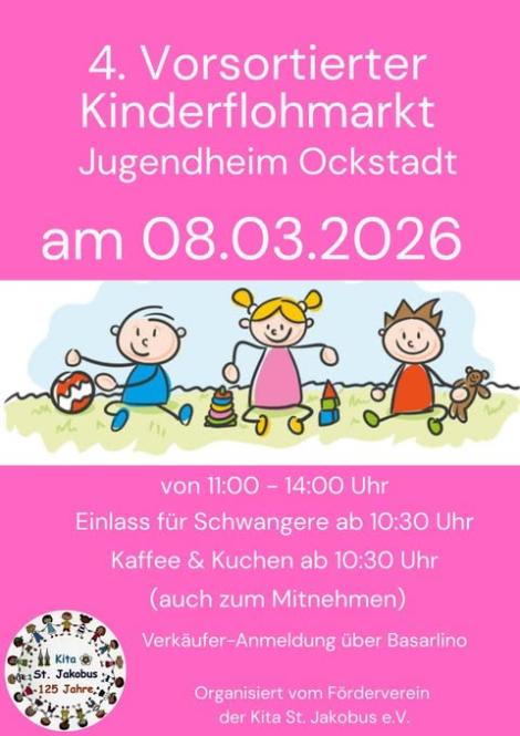 Flohmarkt 08.03.2026 Ockstadt (c) Förderverein Kita St.Jakobus Ockstadt eV Flohmarkt 08.03.2026 Ockstadt (c) Förderverein Kita St.Jakobus Ockstadt eV