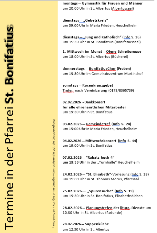 Termine-Foto (c) Pfarrei St. Bonifatius Gießen Termine-Foto