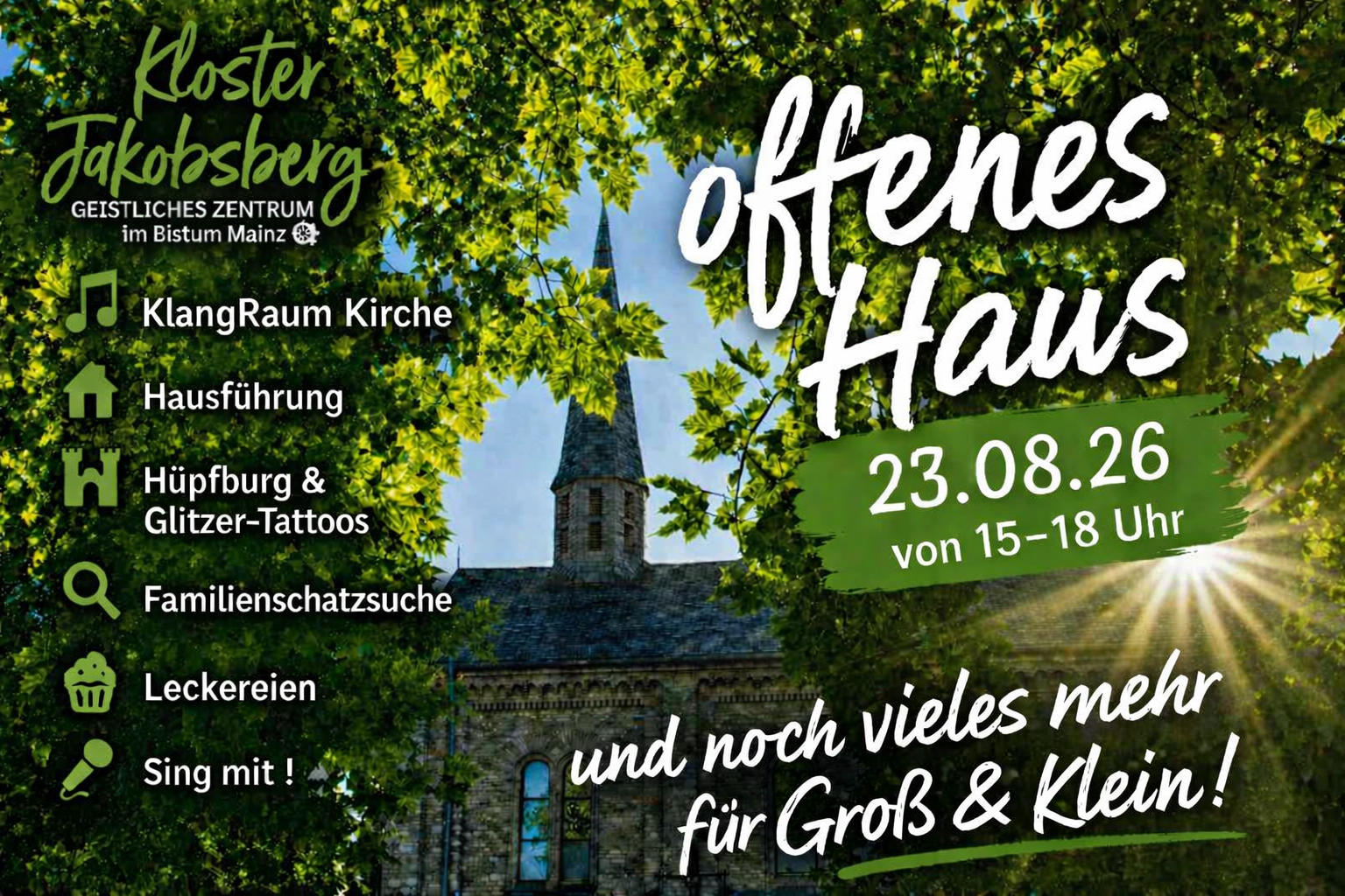 Flyer für den Tag des offenen Hauses im Kloster Jakobsberg